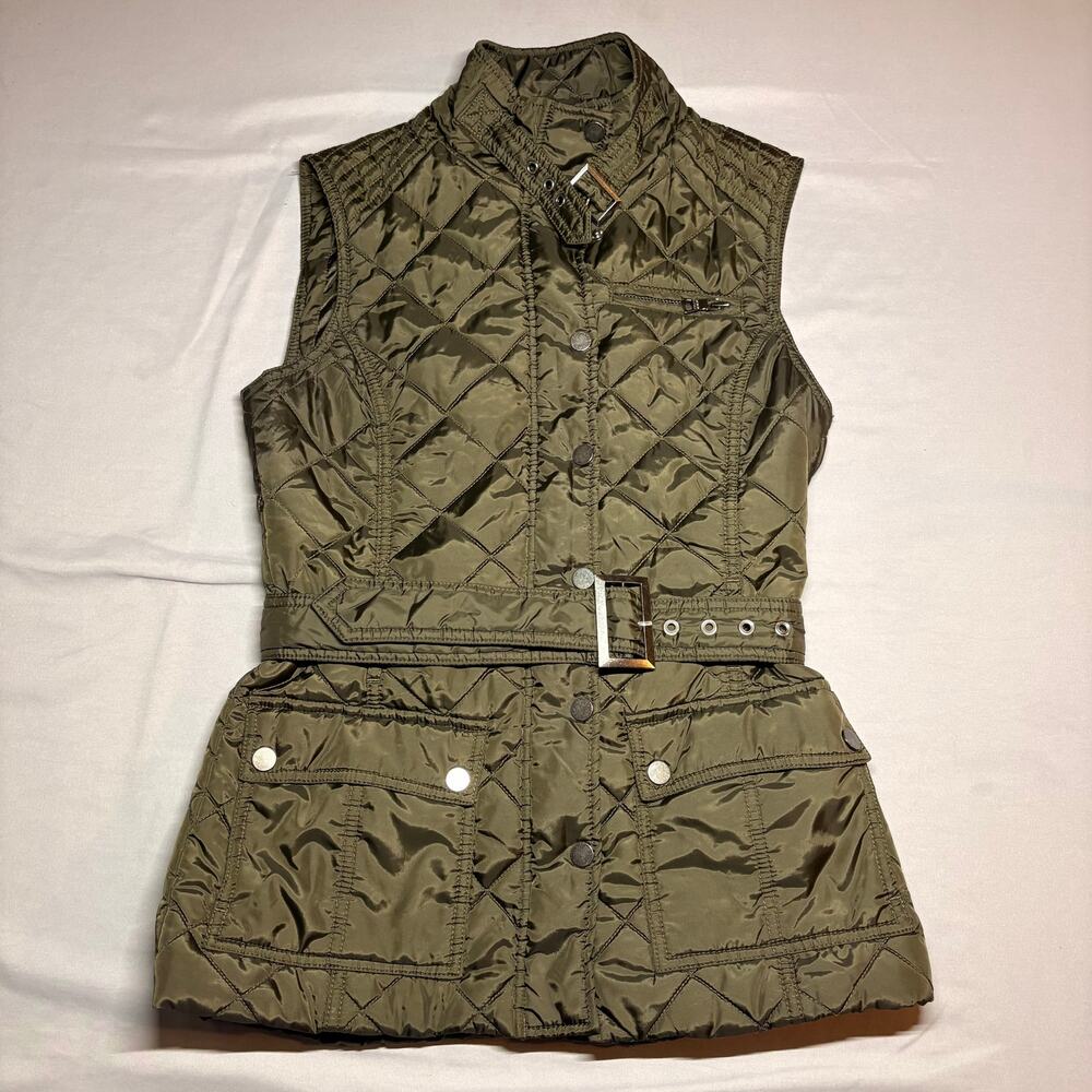 Vintage banana republic olive green diamond quilted utility vest